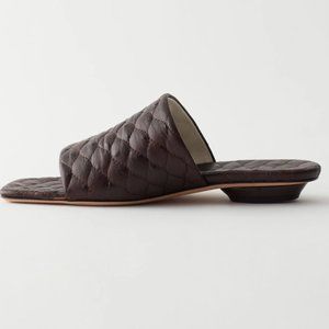 TIBI Quilted Ostrich Han Sandals - 40 - Tobacco